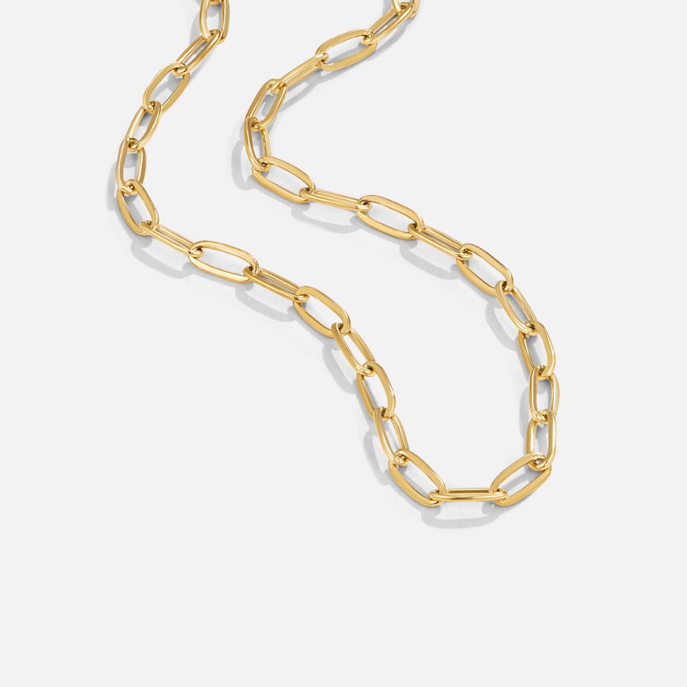 Gullfarget paperclip-kjede, 18K gullbelagt