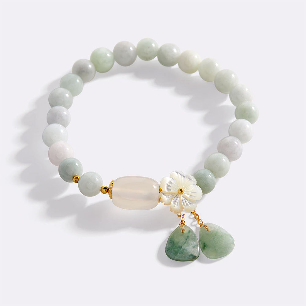 Mint & Lily Bracelet Perles Jade Blanche Porte-Bonheur