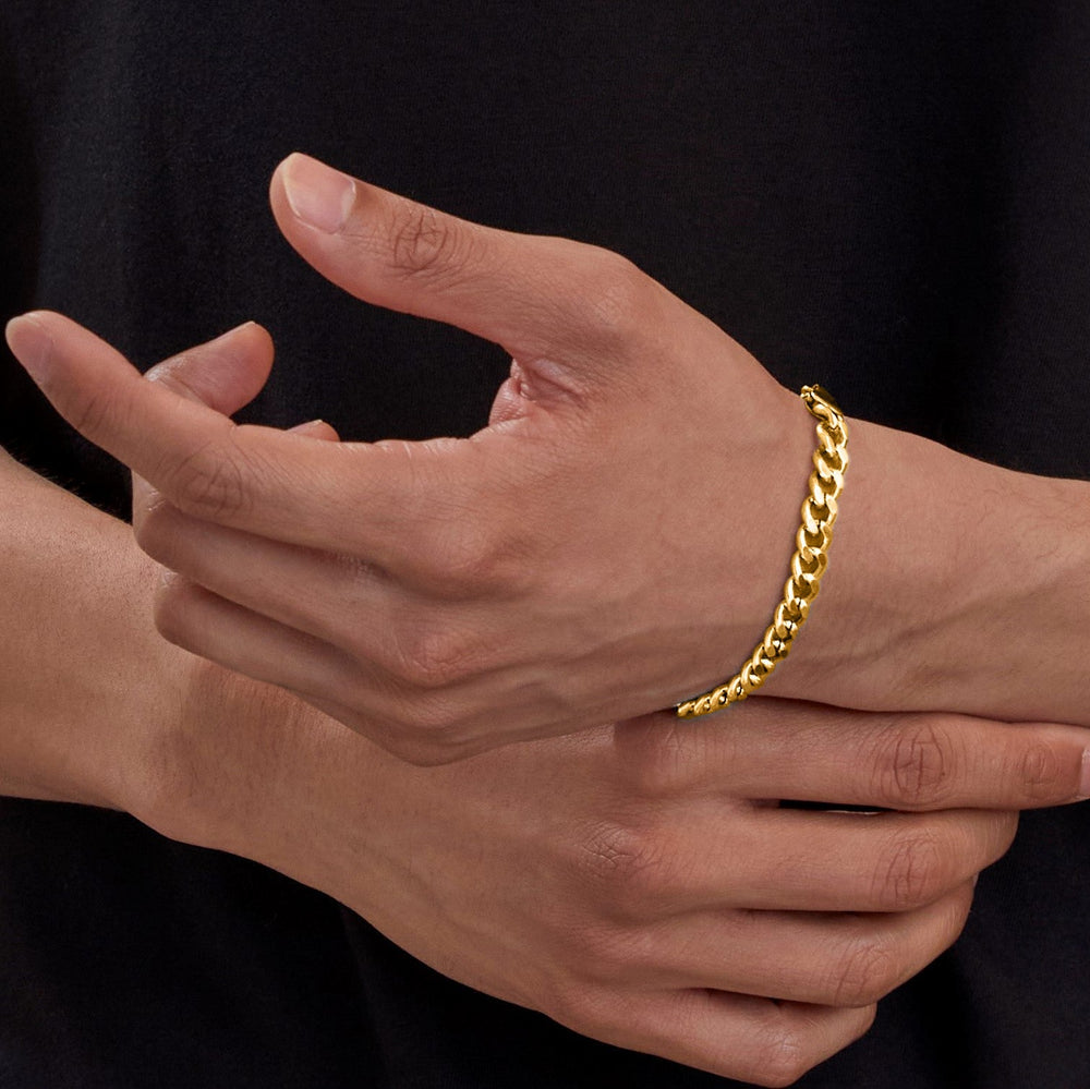 Bredt 8 mm panserarmbånd i gull – bilde 3