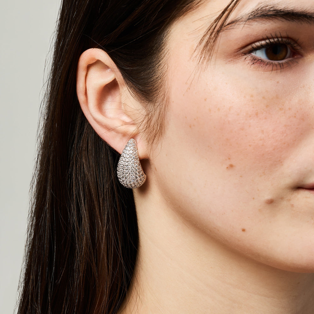 Lila sølvfargede pavé-øredobber med clips – bilde 3