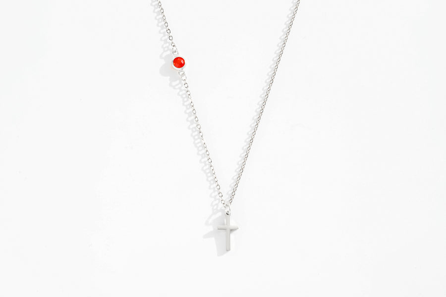 Birthstone Cross Necklace