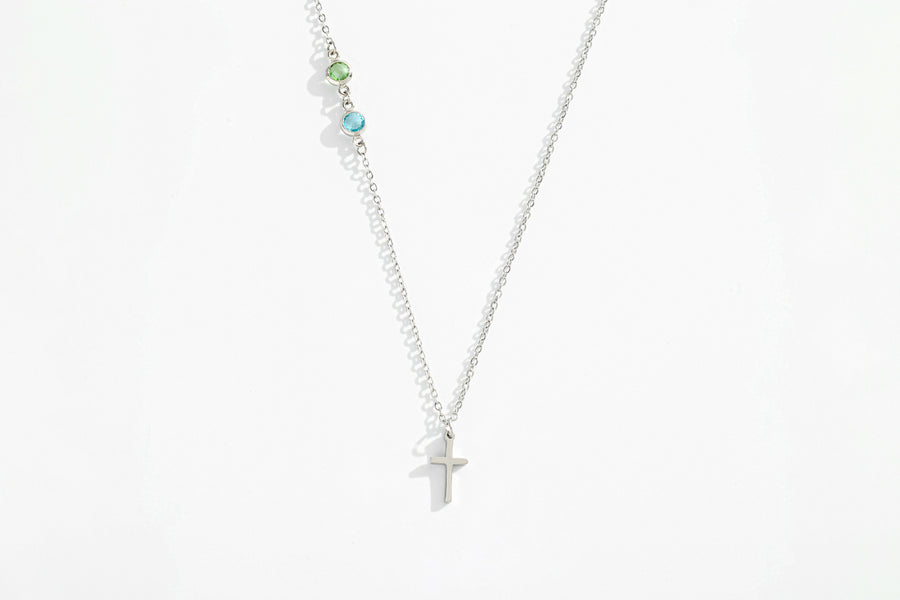 Birthstone Cross Necklace