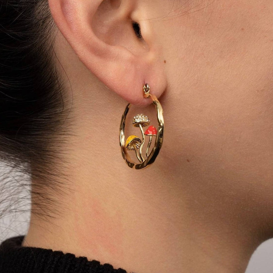 Boho ringörhängen med svamp