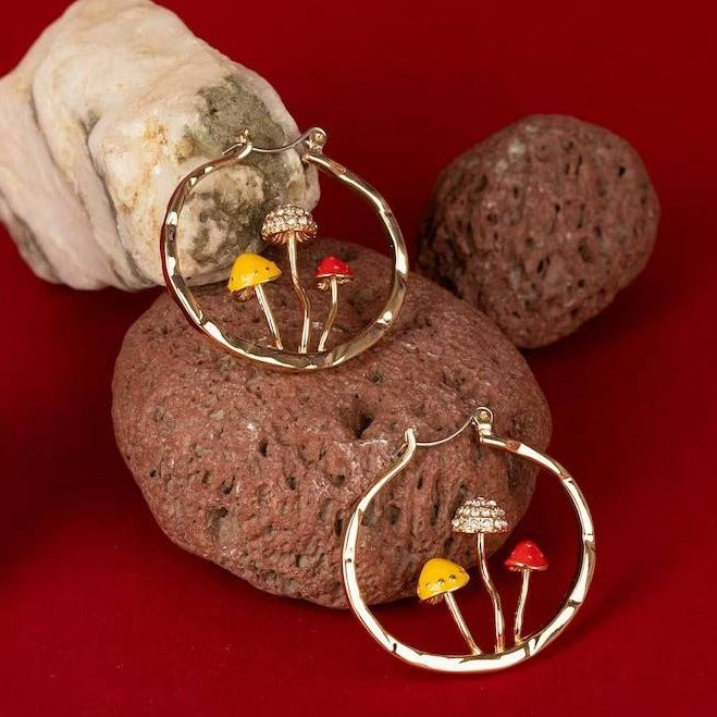 Boho ringörhängen med svamp