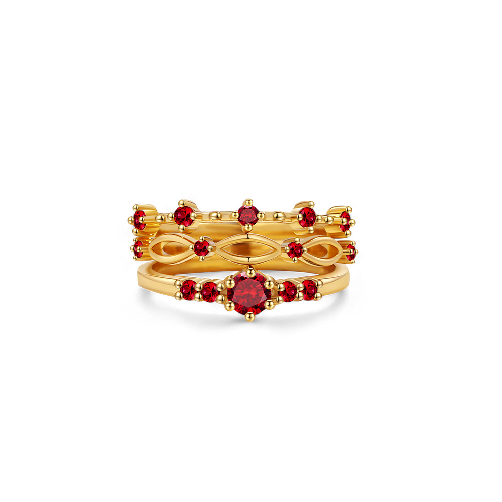 Braided Birthstone Stacking Ring Set