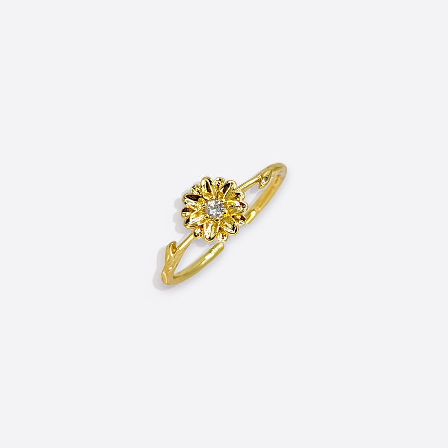 Tunn ring med födelseblomma guld