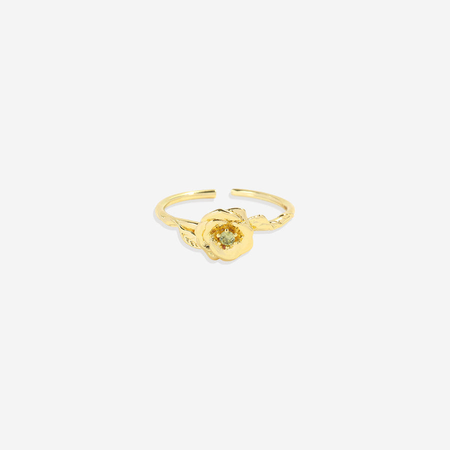 Tunn ring med födelseblomma guld