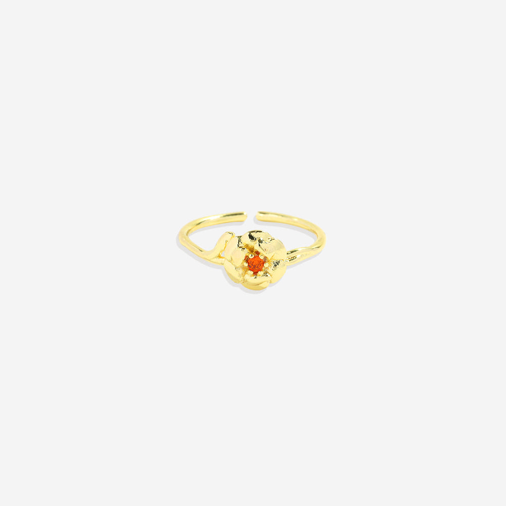 Tunn ring med födelseblomma guld