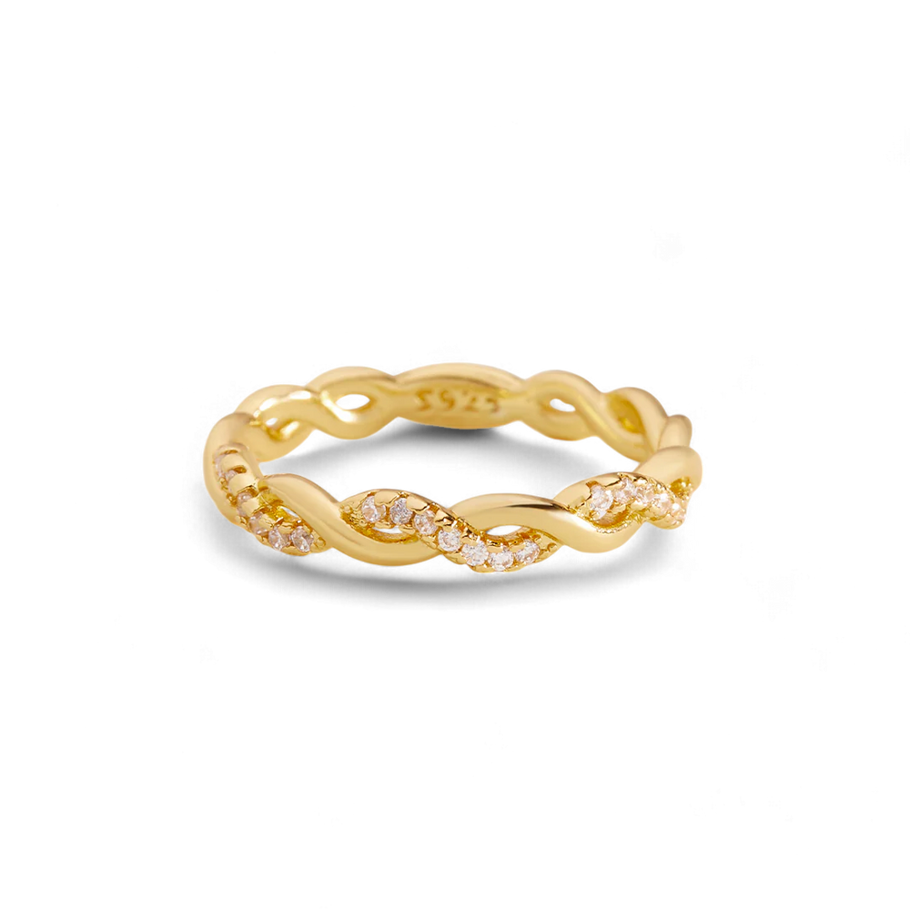 Dainty Pave Twist Stacking Ring