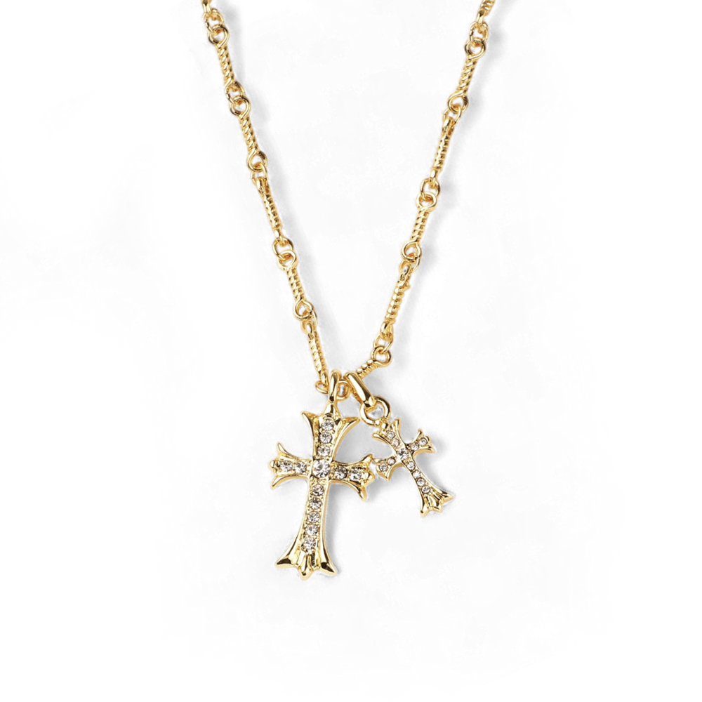 Double Cross Pendant Necklace