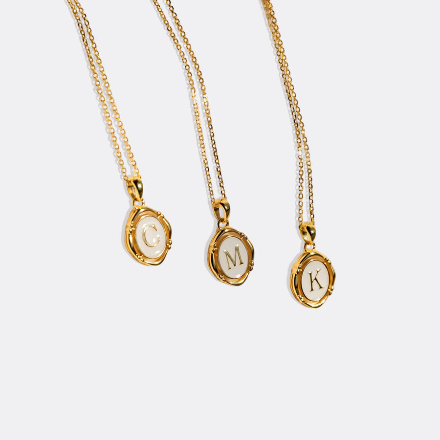 Enamel Initial Pendant Necklace