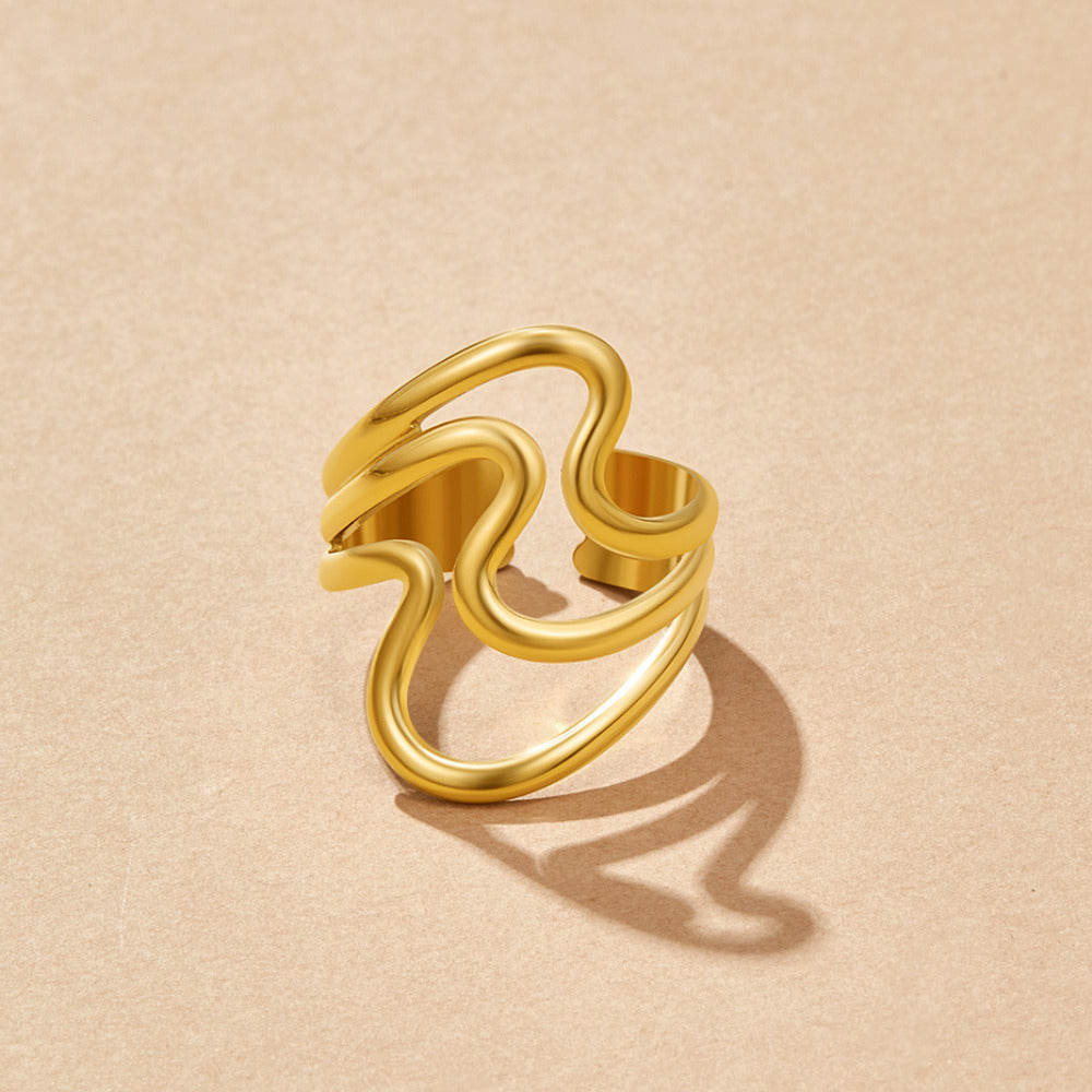 Gullfarget bølgeformet wrap-ring – bilde 3