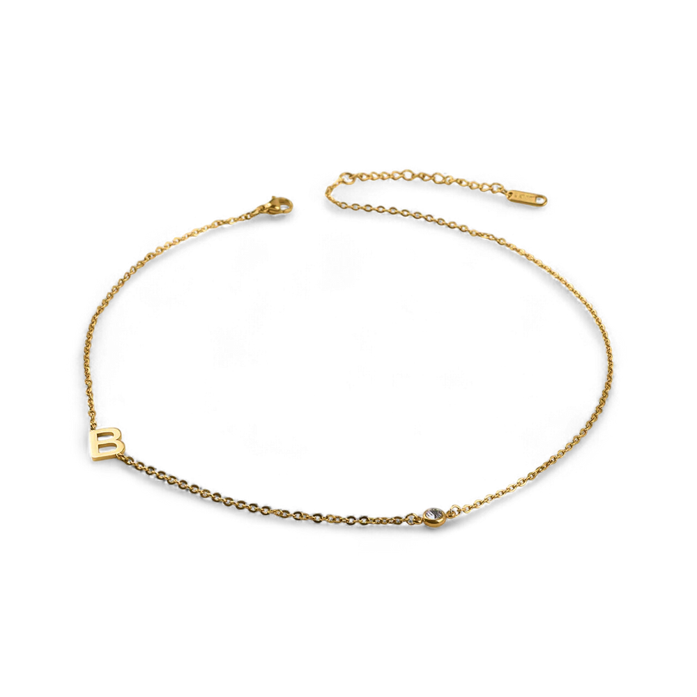 Initial Necklace with Diamond Accent
