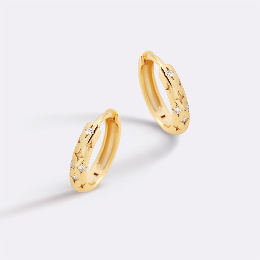 Falling Stars Huggie Hoop Earrings