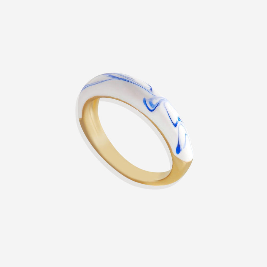 Ring med blå porslinskupol