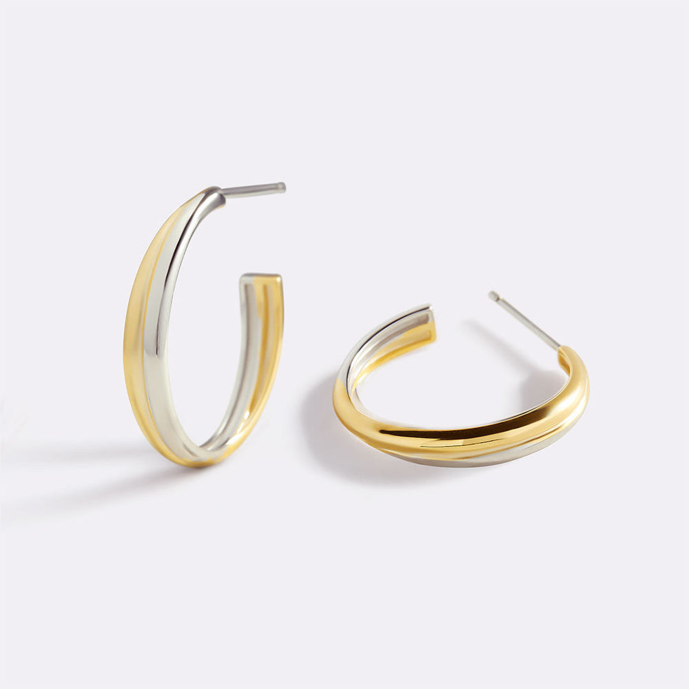 Mixed Metal Crossover Earrings