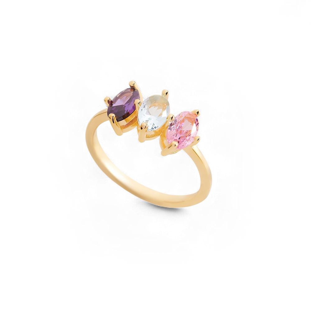 Ring med marquise-slipt månedsstein