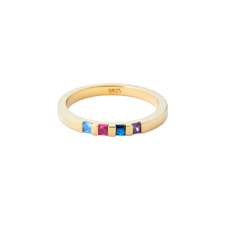 Princess-Cut Birthstone Band Ring