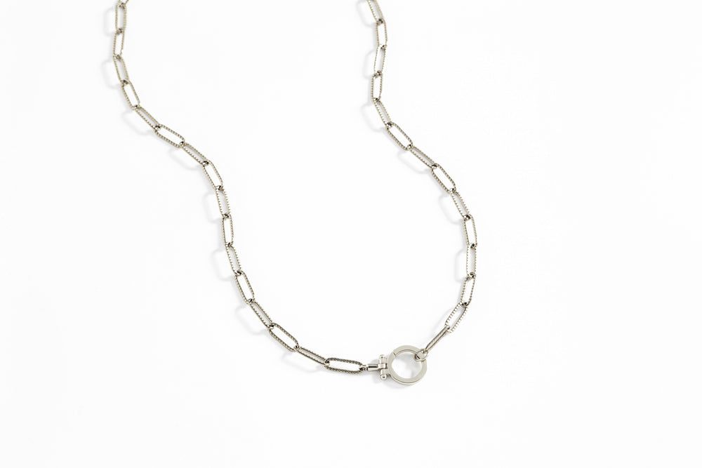 Mint Paperclip Textured Necklace
