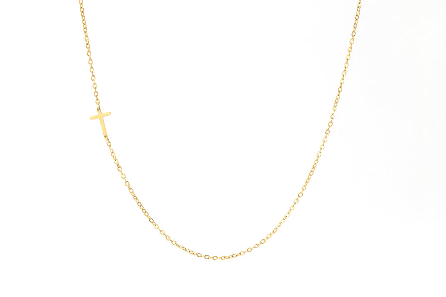 Dainty Sideways Cross Necklace