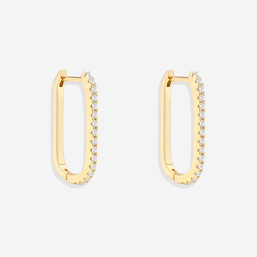 Square Pave Hoop Earrings