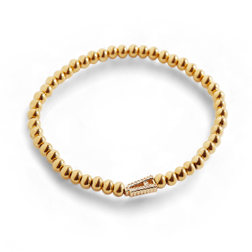 Mint & Lily Bracelet à Perles avec Initiale Diamant Élastique