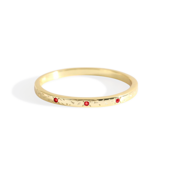 Narrow Textured Gold Birthstone Band