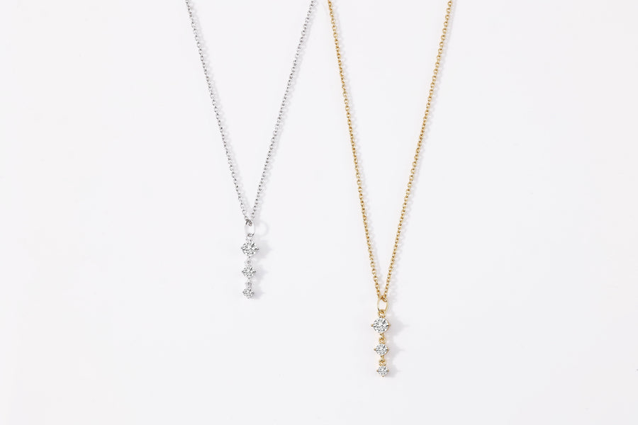 Three Stone Drop Pendant Necklace
