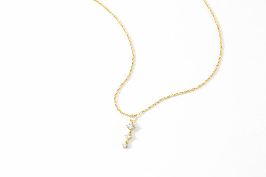 Three Stone Drop Pendant Necklace