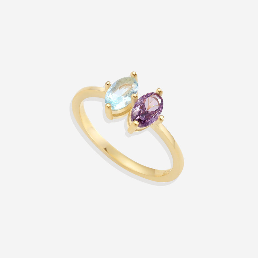Ring med marquise-slipt månedsstein