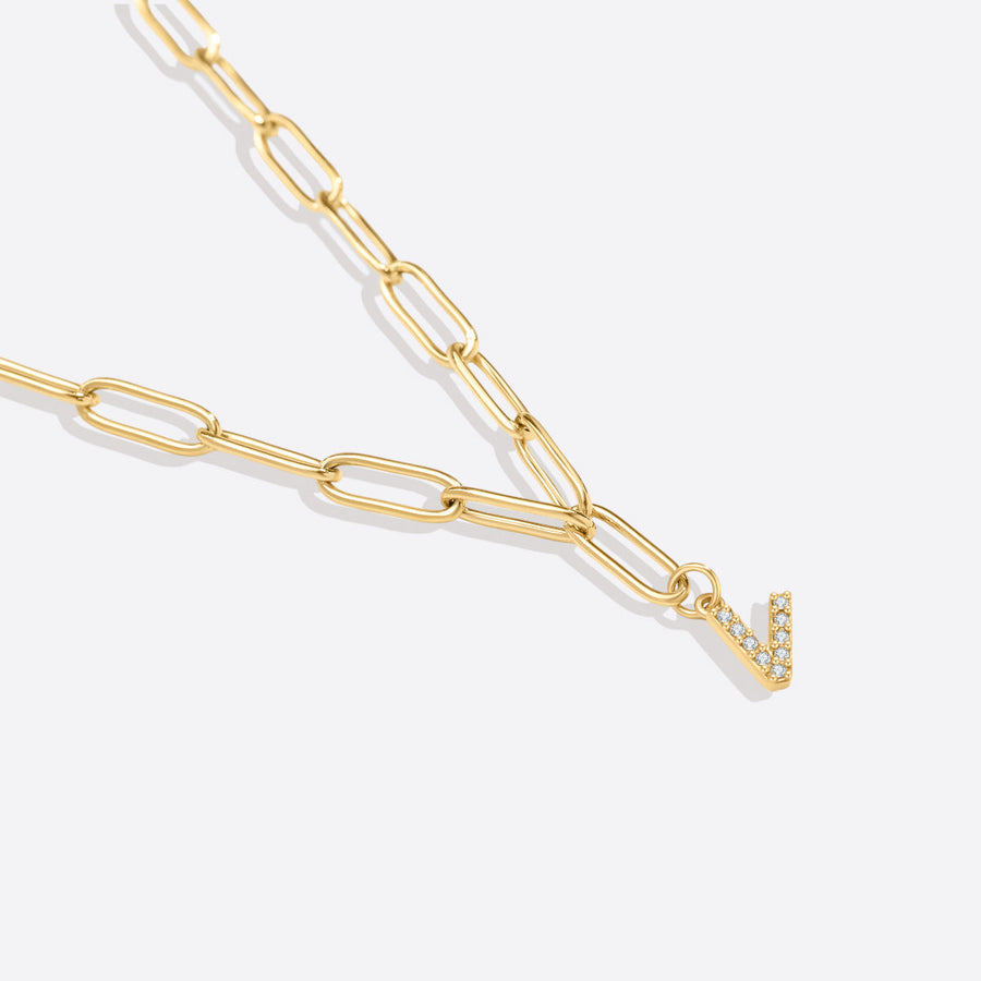 Paperclip-halskjede med pavé initial
