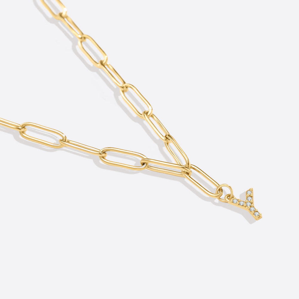 Paperclip-halskjede med pavé initial