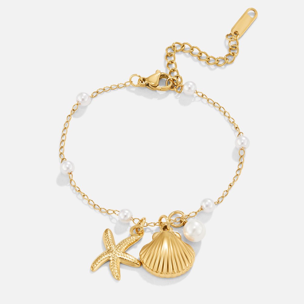 Aria gullfarget armbånd med skjellcharm – bilde 4