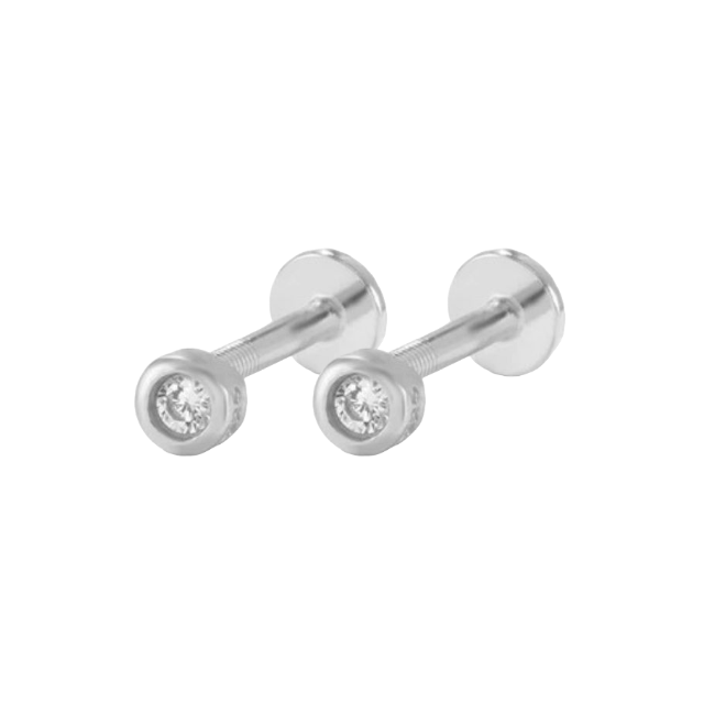 Flatback-øredobber med innfattet stein | 16g