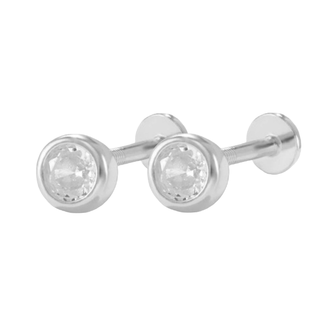 Flatback-øredobber med innfattet stein | 16g