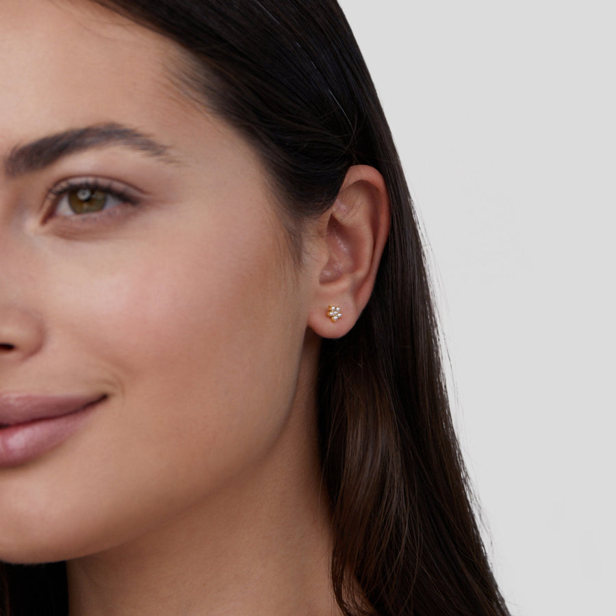 Gullfargede Blossom øredobber med perle – bilde 5