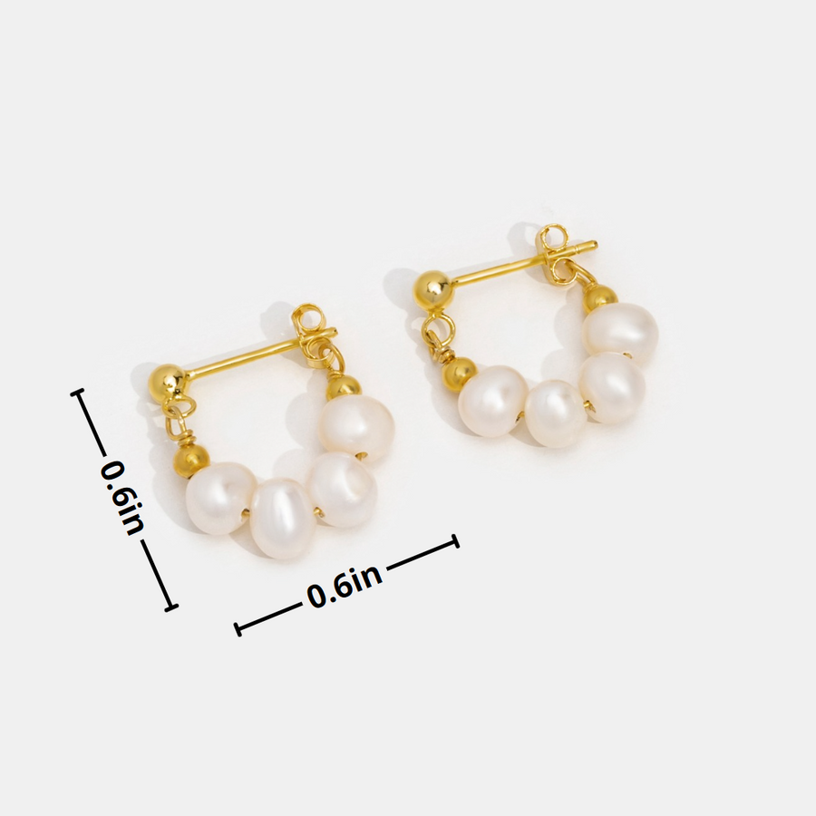 Celine gullfargede hoops med perle – bilde 6