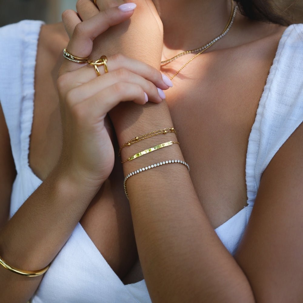 Cordelia gullfarget tennisarmbånd med krystaller – bilde 4