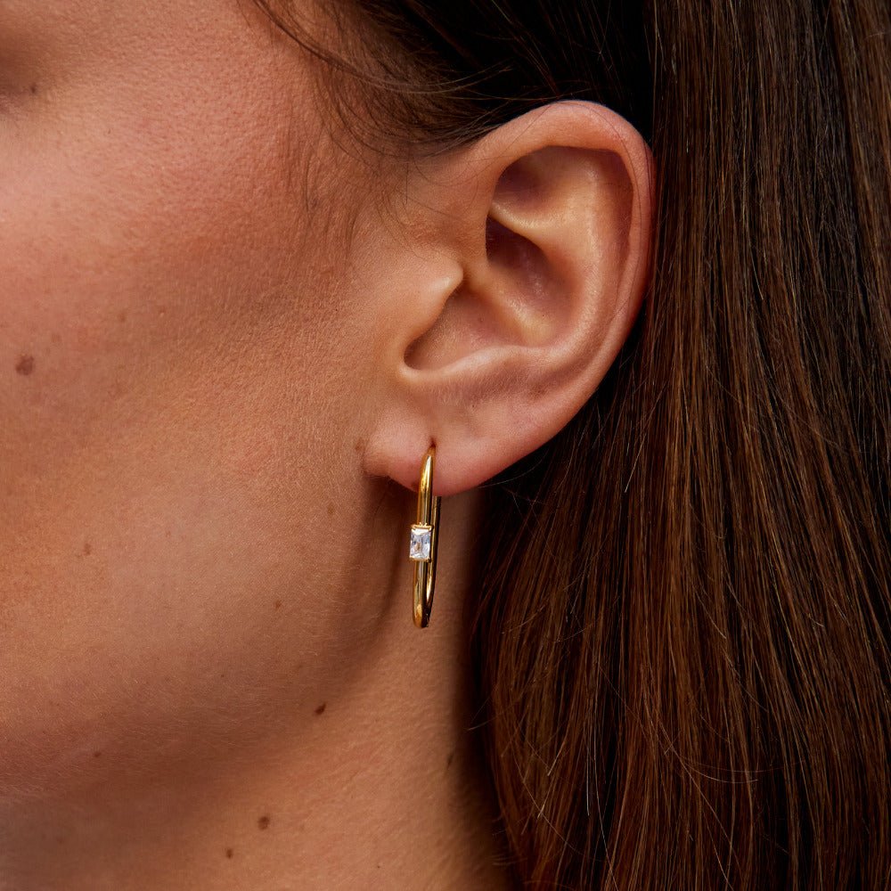 Diana gullfargede hoops med krystall – bilde 2