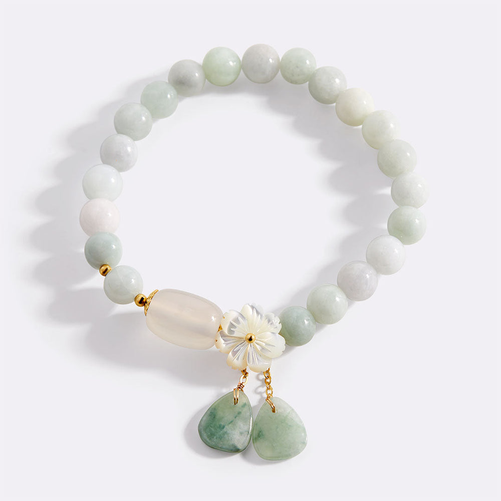 Mint & Lily Bracelet Perles Jade Blanche Porte-Bonheur