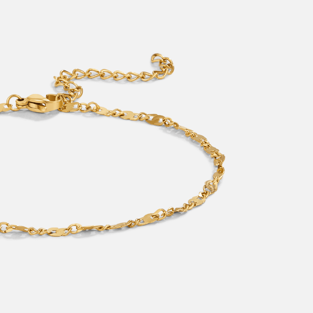 Elise gullfarget ankelkjede i rustfritt stål – bilde 3