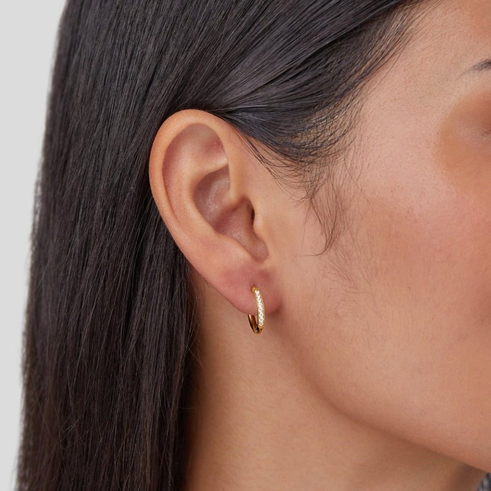 Éternité gullfargede hoops med krystall – bilde 2
