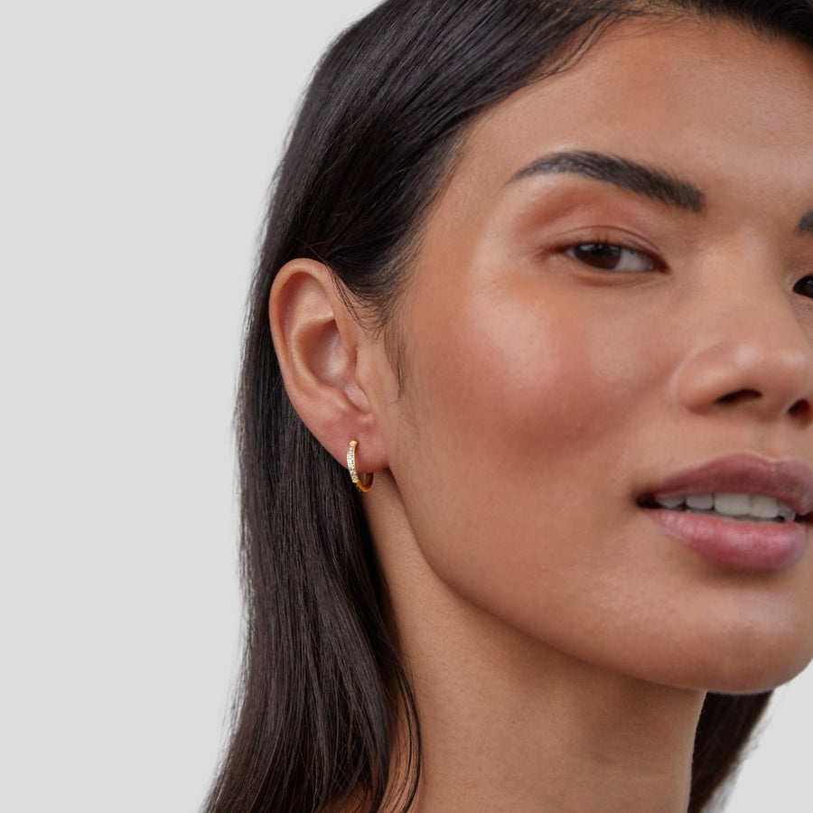 Éternité gullfargede hoops med krystall – bilde 6