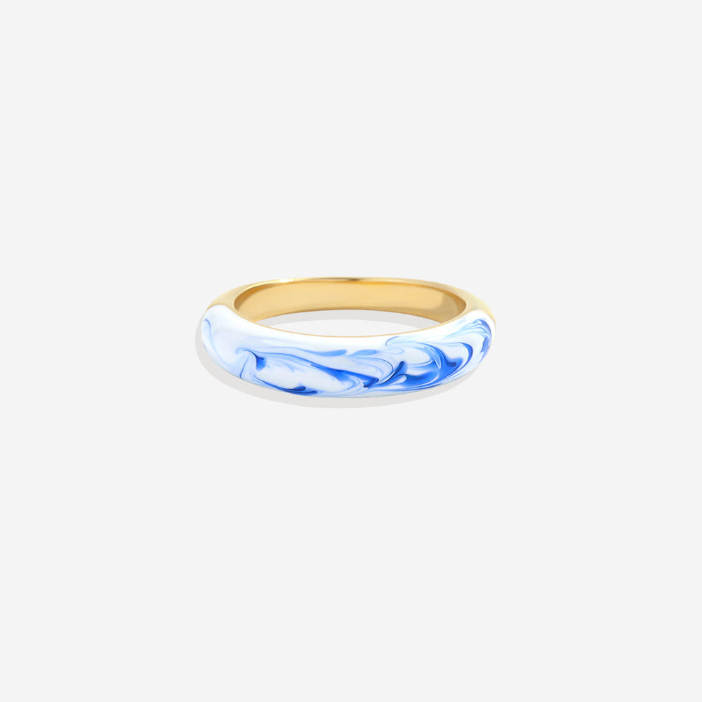 Ring med blå porslinskupol