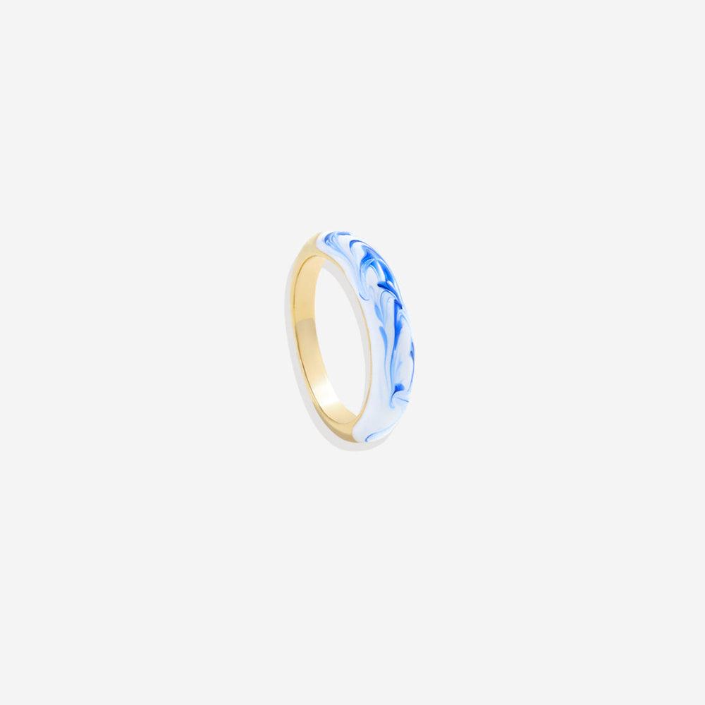 Ring med blå porslinskupol
