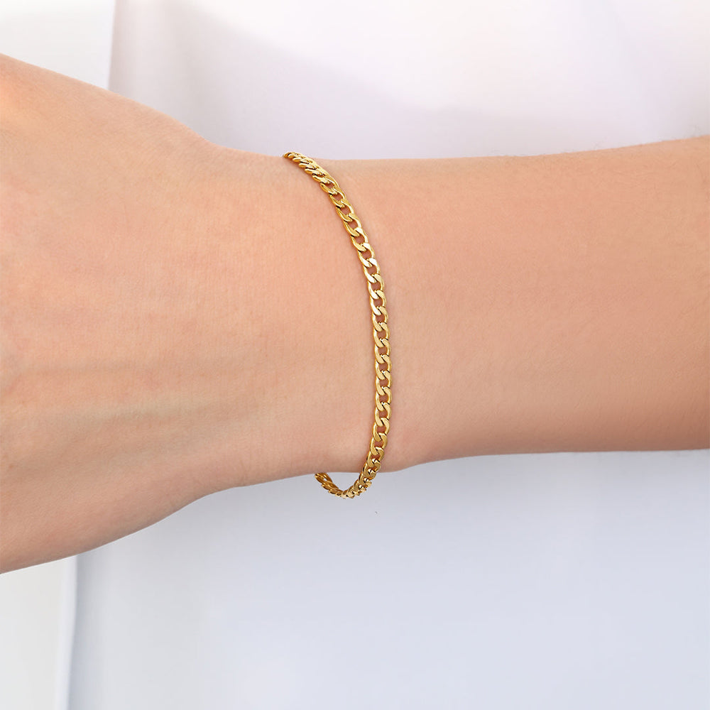 Tynt gullfarget 3 mm Cuban link-armbånd – bilde 4