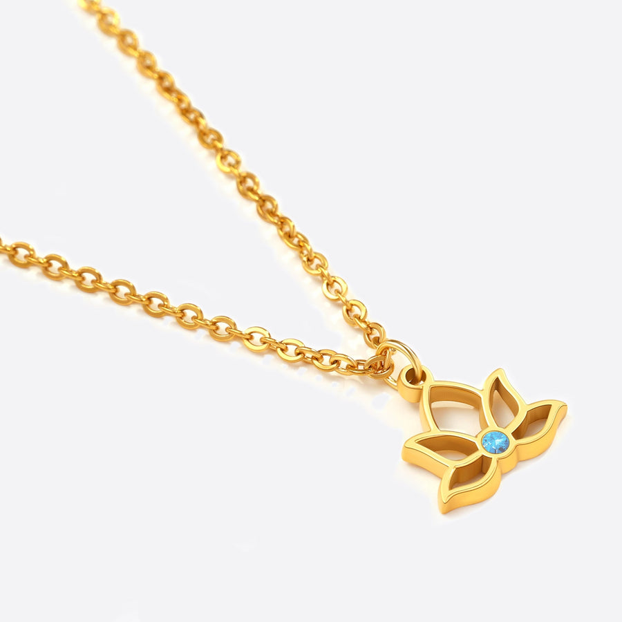 Mini Lotus halskjede med månedsstein-anheng
