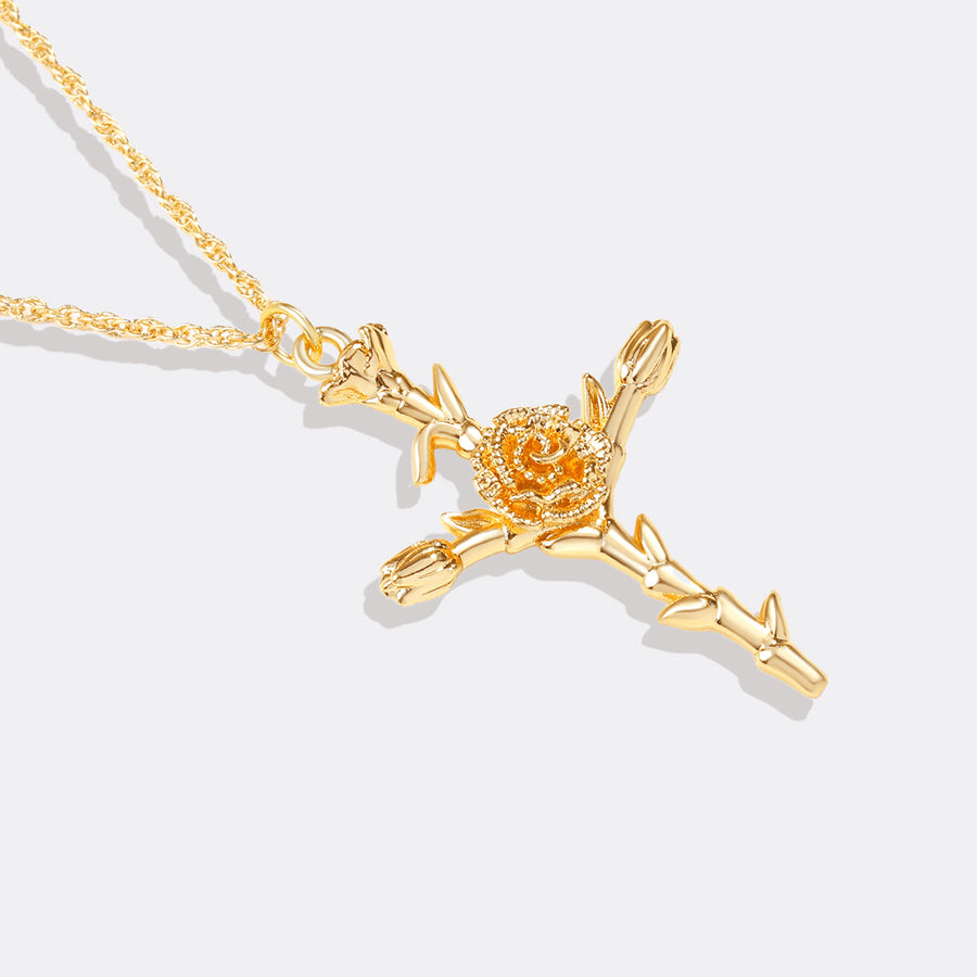 Floral Cross Pendant Necklace