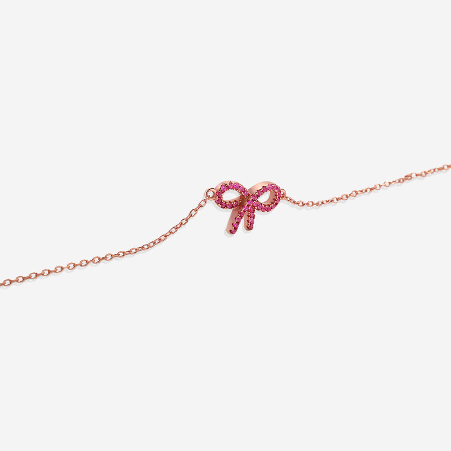 Armbånd med rosa pavé-sløyfe i forgylt 925 sølv – bilde 8
