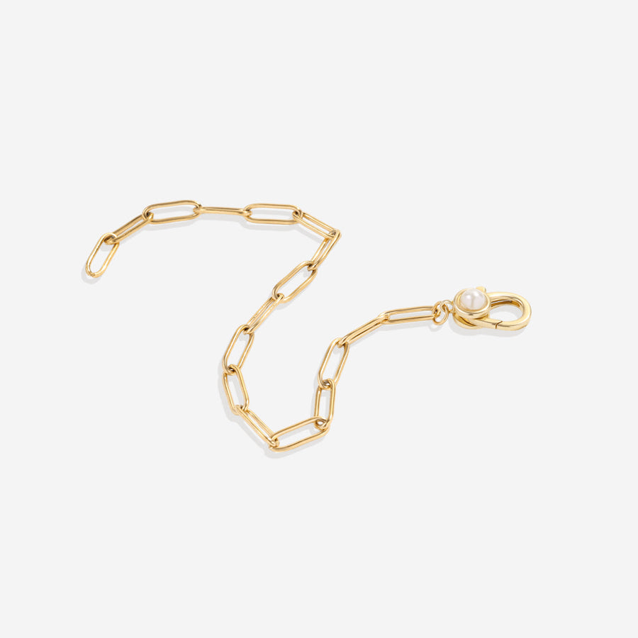 Paperclip-kjedearmbånd med en perle – bilde 5